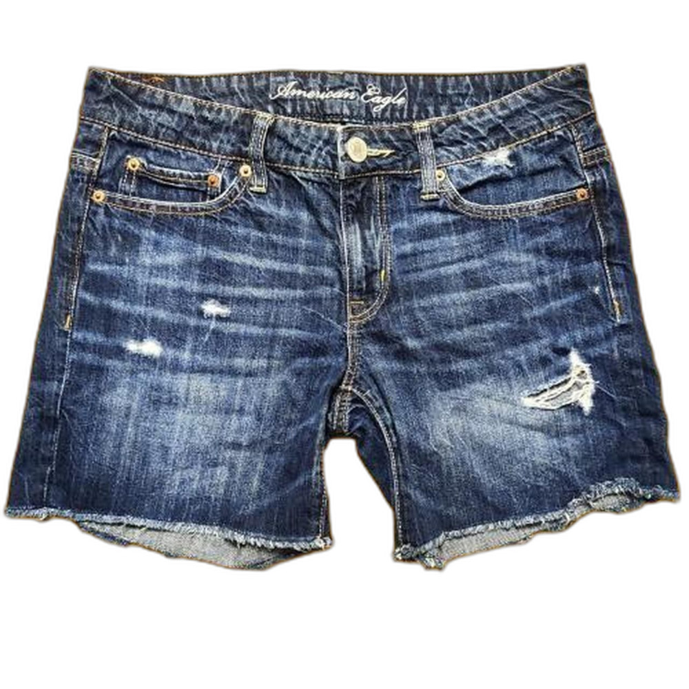 American Eagle Outfitters Denim Shorts Womens Size 4 Dark Wash Distressed Cutoff